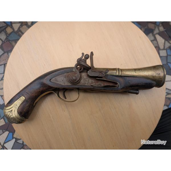 Pistolet a silex tromblon de Marine et canon en laiton