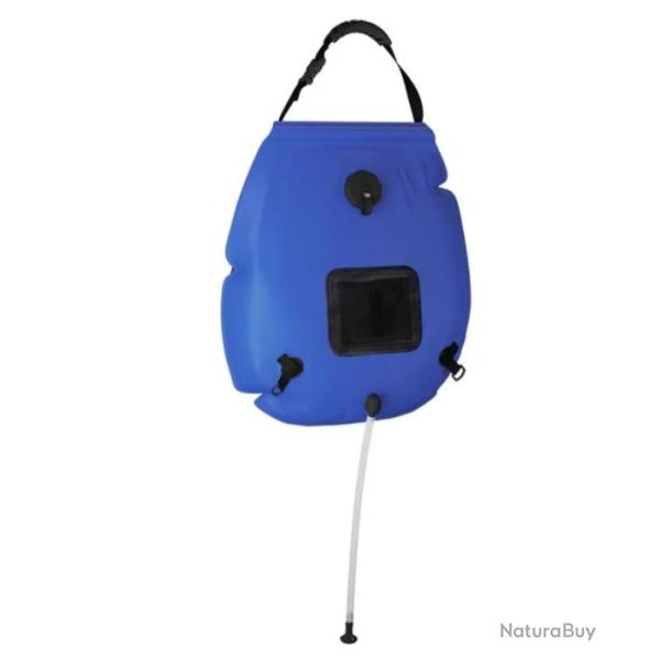 Sac douche camping PVC bleu 20 L portable chauffage solaire