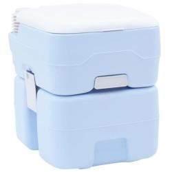 Toilette camping portable poly&eacute;thyl&egrave;ne bleu clair blanc 41,5x36,5x42 cm