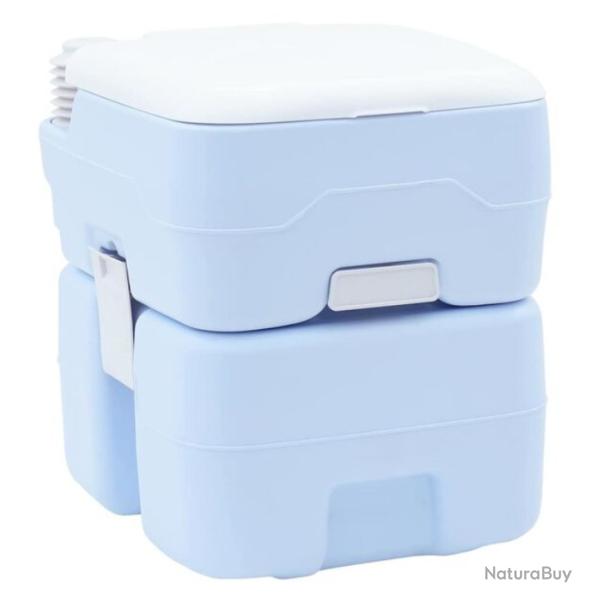 Toilette camping portable poly�thyl�ne bleu clair blanc 41,5x36,5x42 cm
