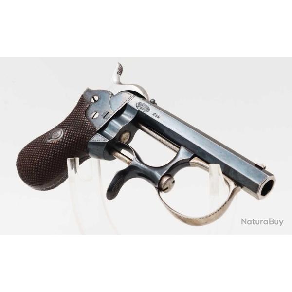 RARE ET CURIEUX PISTOLET DE GOUSSET � SYSTEME DELVIGNE CALIBRE 7MM � BROCHE - FRANCE BELGIQUE XIX� C