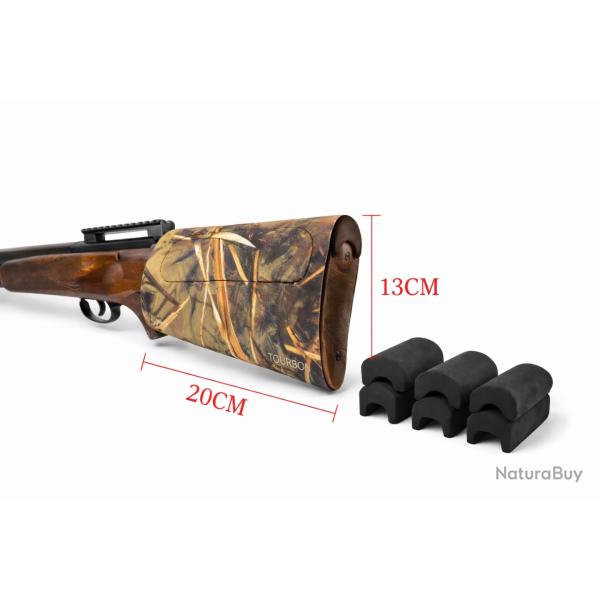 Tourbon couverture n�opr�ne pour crosse de fusil camouflage + 3 coussinets