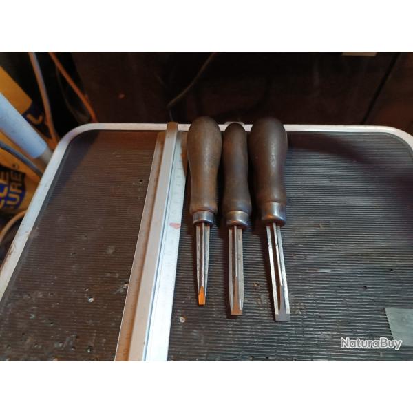 Ancien tournevis armurier lot de 3