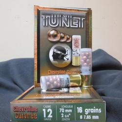 2 boites de 10 cartouches Chevrotines Cuivr&eacute;e 12/70 en 16 grains