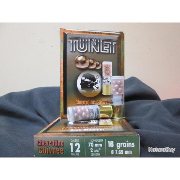 2 boites de 10 cartouches Chevrotines Cuivr�e 12/70 en 16 grains