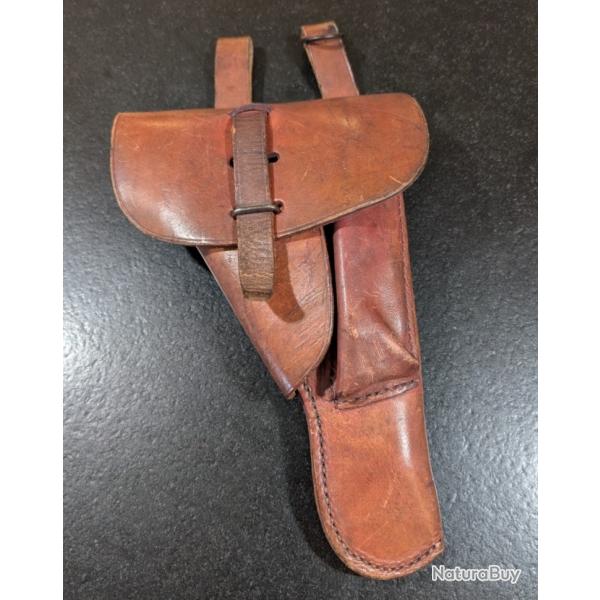 Authentique �tui Cuir R�glementaire Fran�ais - PA (Ruby / MAB) WW1- WW2 - Superbe patine et tampons