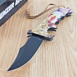 Couteau Rite Edge Defender Lame Acier 420 Black | Manche Black ABS Eagle & U.S. Aigle Drapeau US