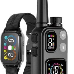 Collier Dressage Chien 8 Sensibilit&eacute; 1500m &Eacute;tanche IPX7 4 Modes 151 Niveaux Anti Aboiement Lumi&egrave;re