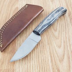 Couteau Ash Skinner Bushcraft Survie Lame Satin Acier Inox | Manche Bois Full Tang Etui Cuir