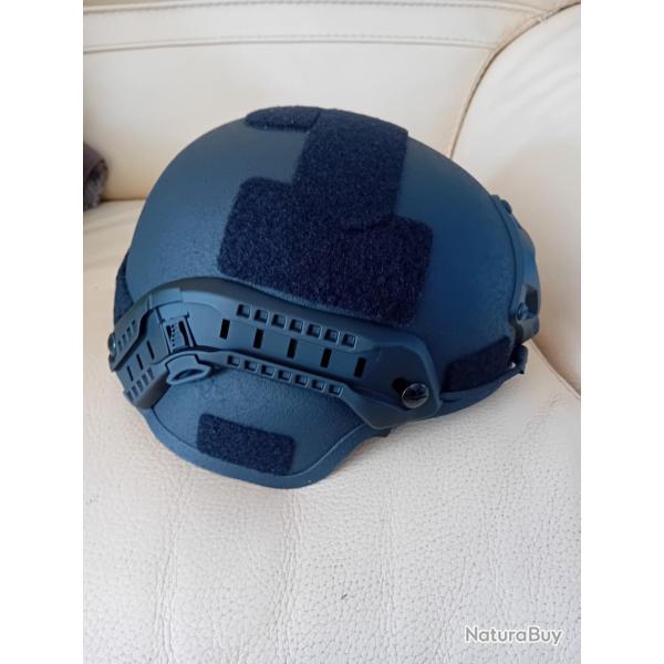 ENCHERE VERITABLE CASQUE BALISTIQUE PARE BALLES MICH NIVEAU IIIA TAILLE 54/62 NOIR