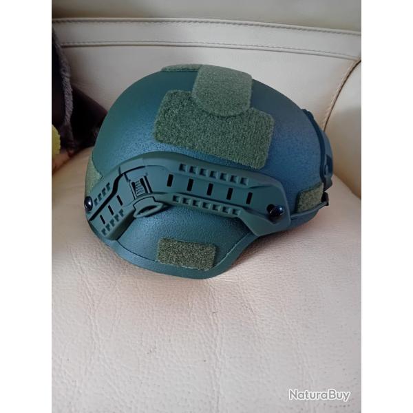 ENCHERE VERITABLE CASQUE BALISTIQUE PARE BALLES MICH NIVEAU IIIA TAILLE 54/62 KAKI