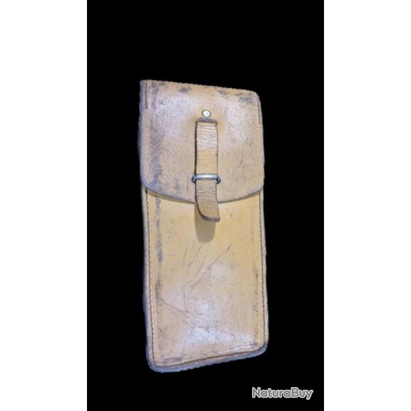 Cartouchi�re / Pochette Cuir Fauve Militaire Fran�ais - Ann�es 50 (Indochine/Alg�rie)