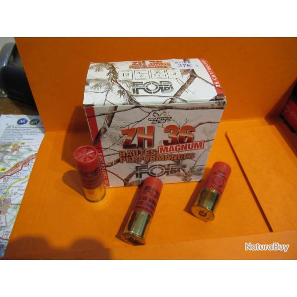 25 cartouches steel shot FOB HAUTES PERFORMANCES  ZH 36 en 36gr n� 5 en cal 12/76