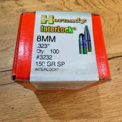 100 ogives HORNADY cal 8mm (.323) SP 150 gr / 9,72 g ref #3232