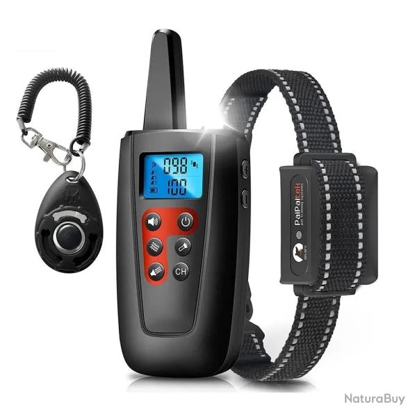Collier de Dressage Chien 1000m Vibration Bip LED Etanche IP67 pour Chiens Rechargeable sans Choc