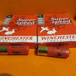 20 cartouches winchester super speed 50gr en n&deg;6 et en cal 12/76 MAGNUM