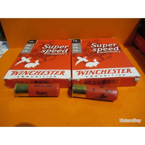 20 cartouches winchester super speed 50gr en n�6 et en cal 12/76 MAGNUM
