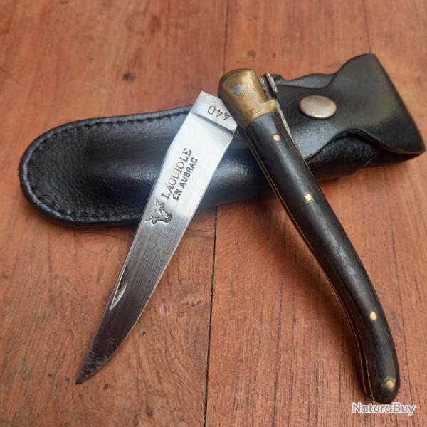 Ancien Couteau LAGUIOLE EN AUBRAC Manche en Corne avec �tui en Cuir