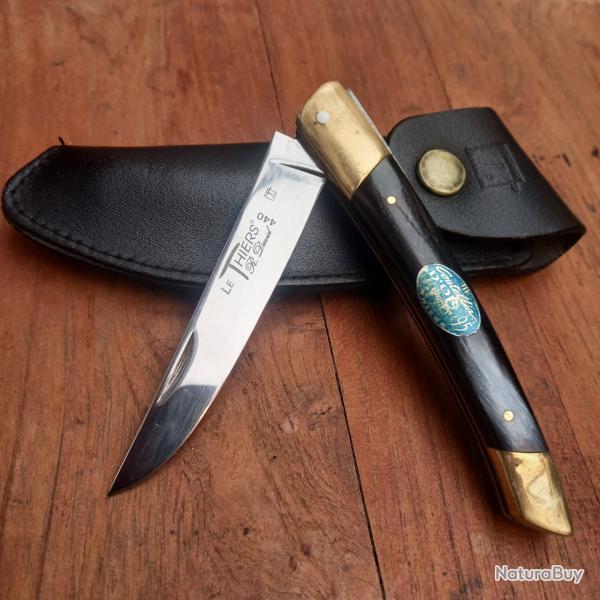 Joli Couteau LE THIERS R.DAVID Manche en Corne avec �tui en Cuir