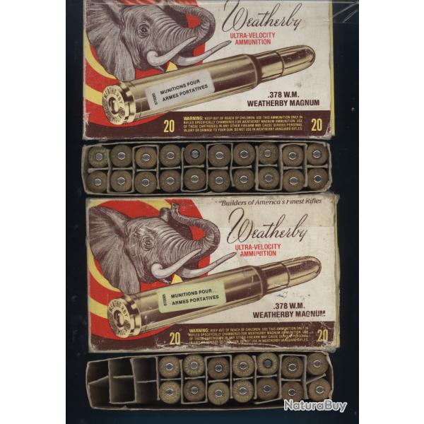 Cartouches 378 Wby ...  44 �tuis laiton , tir�s 1 fois , � recharger