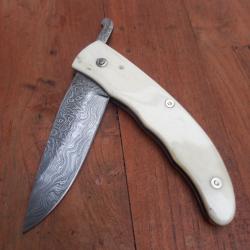 Joli Couteau ARTISANAL PI&Eacute;MONTAIS DAMAS Manche en OS de GIRAFE