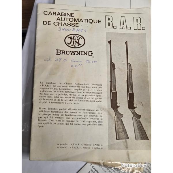 Vds Notice Browning BAR en Fran�ais