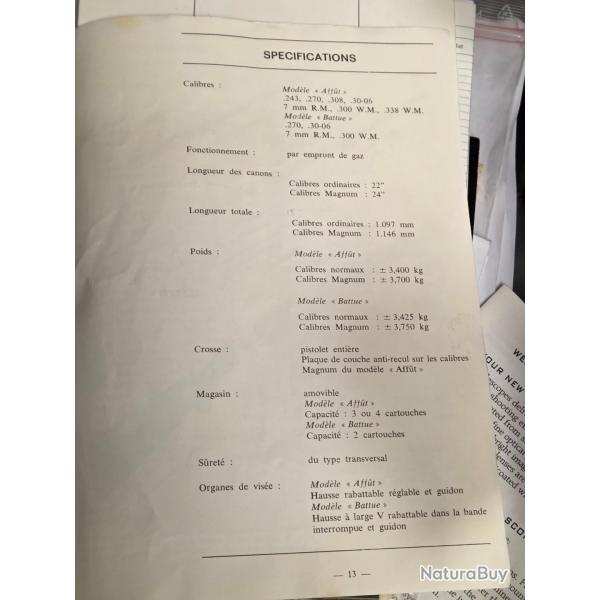 Vds Notice Browning BAR en Fran�ais
