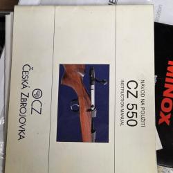 Vds Notice CZ 550 en Anglais et Tch&egrave;que