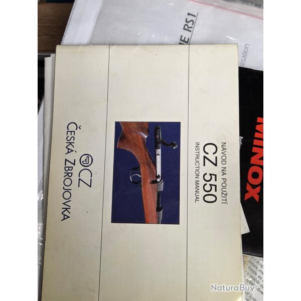 Vds Notice CZ 550 en Anglais et Tch�que