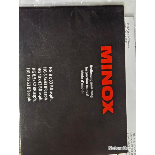 Vds Notice Jumelles MINOX HG en Fran�ais