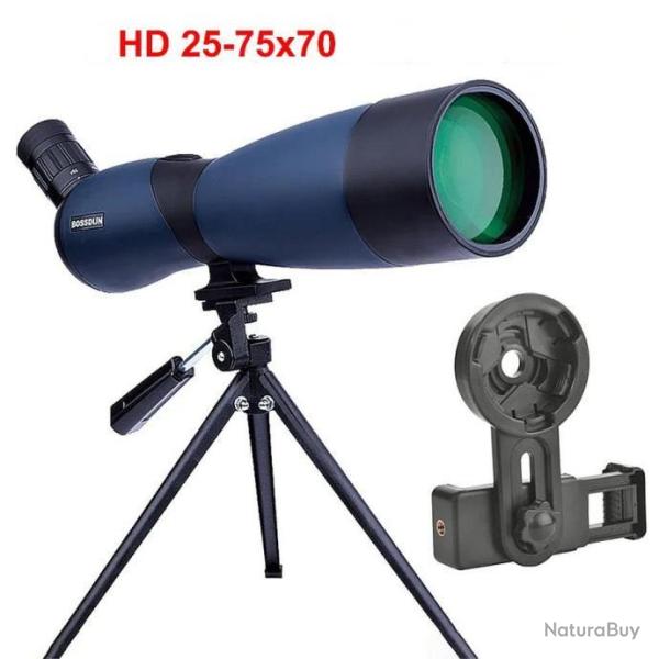 Longue Vue Monoculaire HD 25-75x70 �tanche Tir � la Cible Observation des Oiseaux Camping