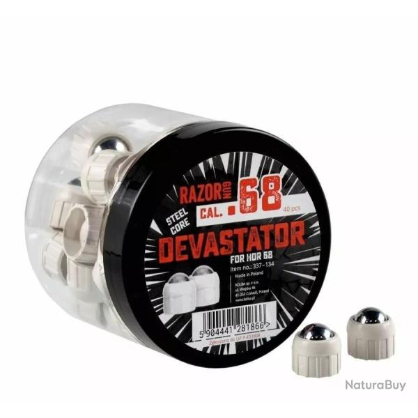 40 Balles acier Devastator blanches HDR68 - .68