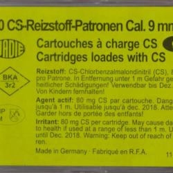 Cartouches &agrave; gaz CS - Cal. 9 mm / 380 x10