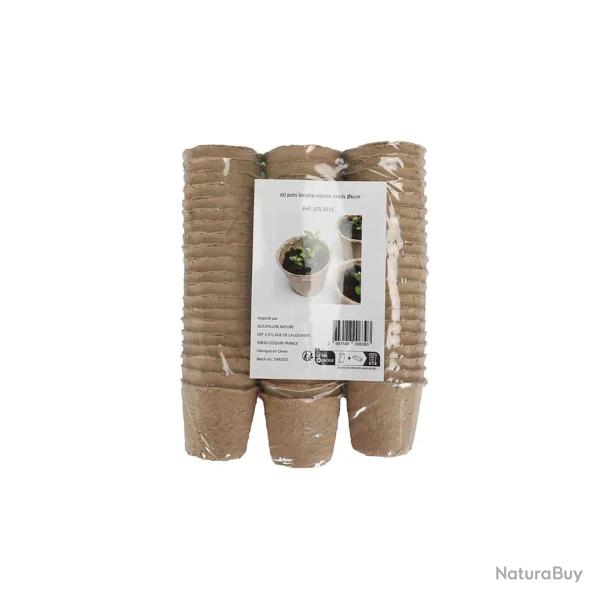 Lot de 60 Pots Biod�gradables Ronds �6cm pour Semis et Culture