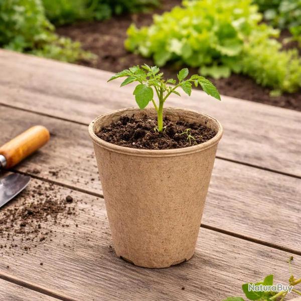24 Pots Biod�gradables Ronds �8 cm pour Semis et Culture