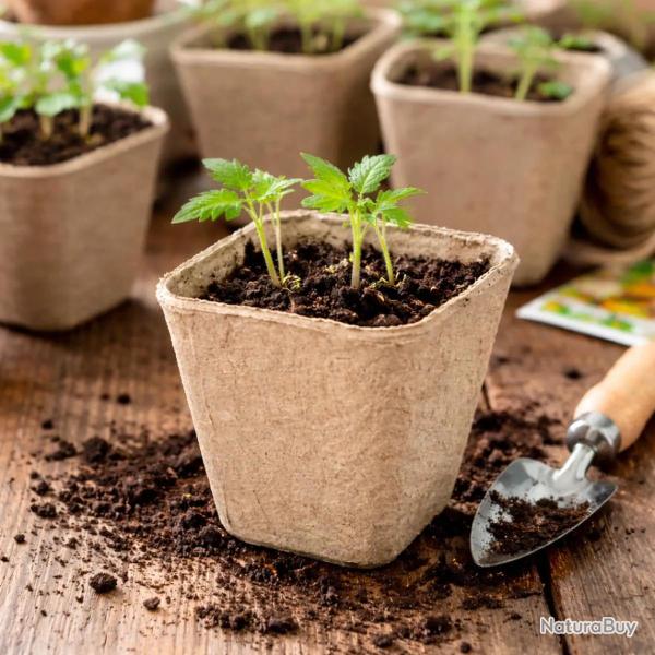 24 Pots Biod�gradables Carr�s 8 cm pour Semis