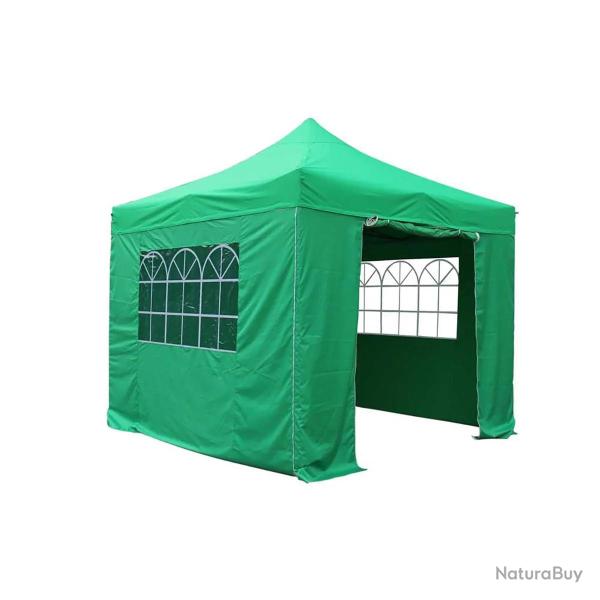 Tonnelle pliante aluminium 3x3 m verte avec parois lat�rales