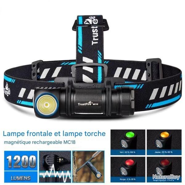 Lampe Led 1200lm Mc18 Frontale Compacte Aimant 18650 Usb Magn�tique TrustFire