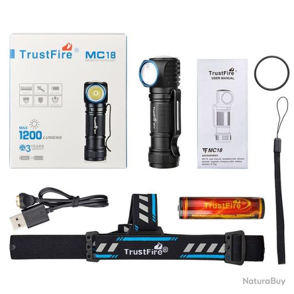 Lampe Eclairage Frontale Mc18 1200 Lumens Xp Lhi *Ench�re* Rechargeable Magn�tiqueTrustFire