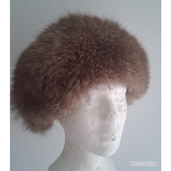 CHAPEAU VINTAGE FOURRURE RENARD POLAIRE TAILLE 58 COMME NEUF RUSSIE