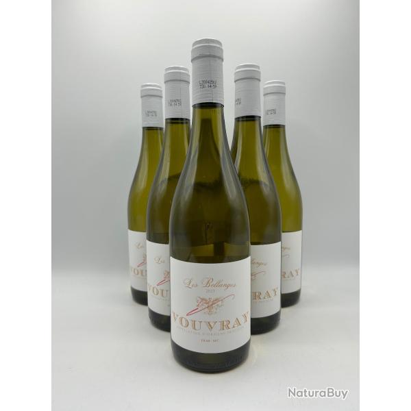 Vente flash ! 6 Bouteilles de vin blanc Les Bellanges Vouvray Demi-Sec - 2023