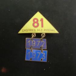 insigne broche &eacute;maill&eacute;e castres M.C pitenal   1972 / 73