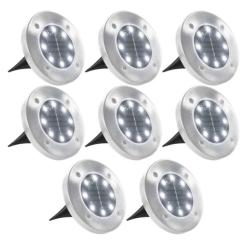 Lampes solaires sol LED blanc 12x13 cm ext&eacute;rieur &eacute;tanche 8 pcs