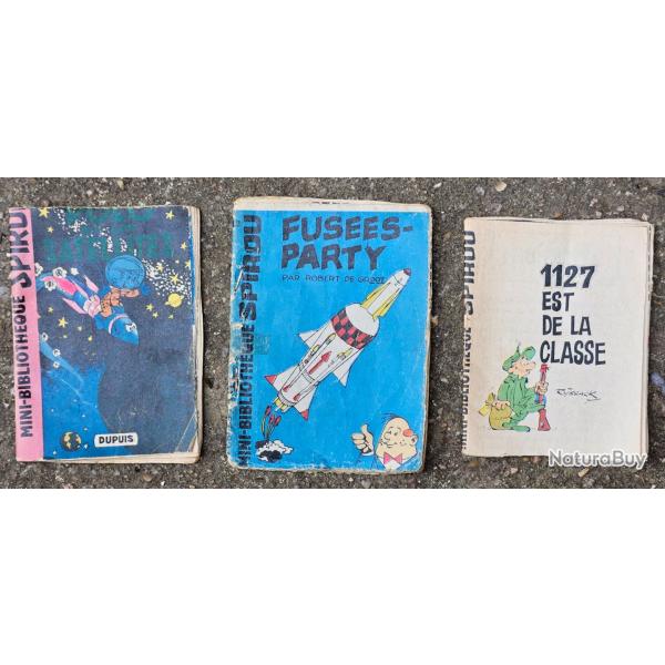 3 mini BD anciennes �Mini-Biblioth�que Spirou� - Dupuis - ann�es 1950/60 - format 8 x 6 cm