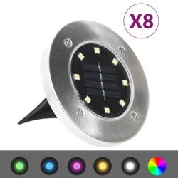 Lampes solaires sol LED RVB ext&eacute;rieur 12x13 cm &eacute;tanches jardin 8 pcs