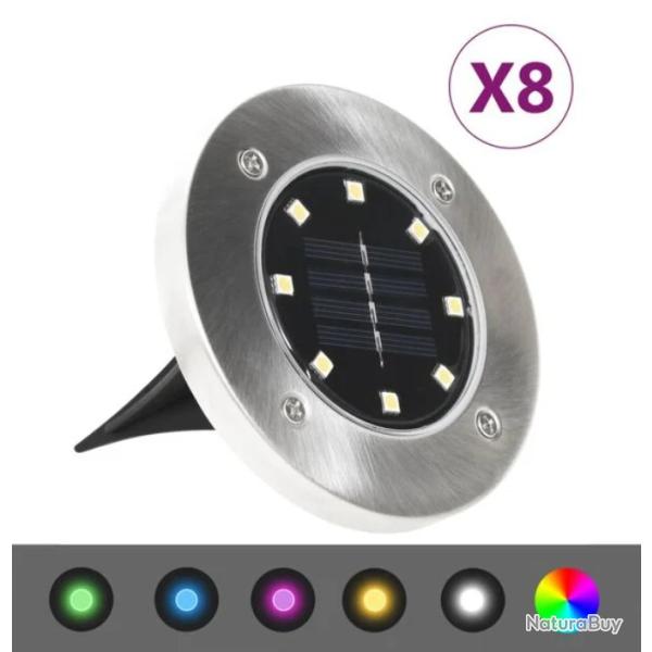 Lampes solaires sol LED RVB ext�rieur 12x13 cm �tanches jardin 8 pcs