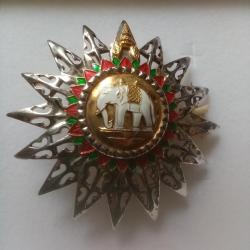 Belle plaque de l'Ordre de l'&eacute;l&eacute;phant blanc, royaume de Siam, Tha&iuml;lande