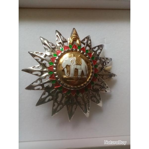 Belle plaque de l'Ordre de l'�l�phant blanc, royaume de Siam, Tha�lande
