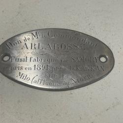 plaques souvenir de prise en  1891 d'un fusil samory