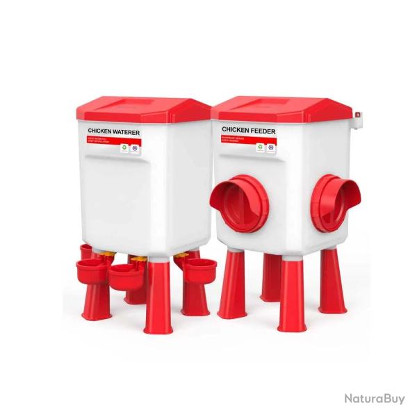 Kit mangeoire 12 kg + abreuvoir 11 L pour poule anti gaspi